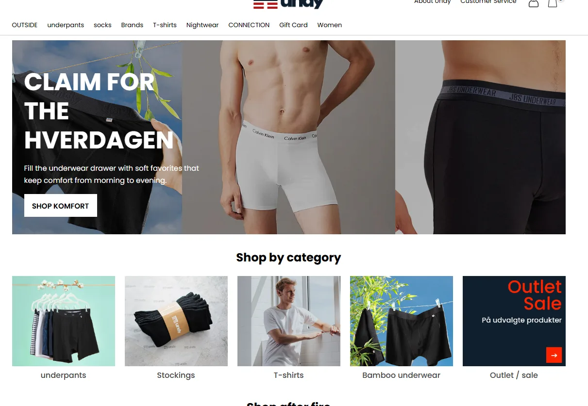 Undy.dk 3-step subscription wizard on Shopify Plus showing size, quantity and color selection