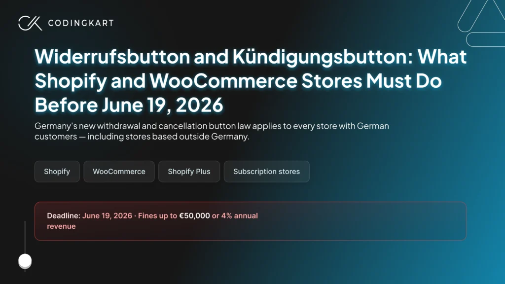 Widerrufsbutton and Kündigungsbutton: What Shopify and WooCommerce Stores Must Do Before June 19, 2026